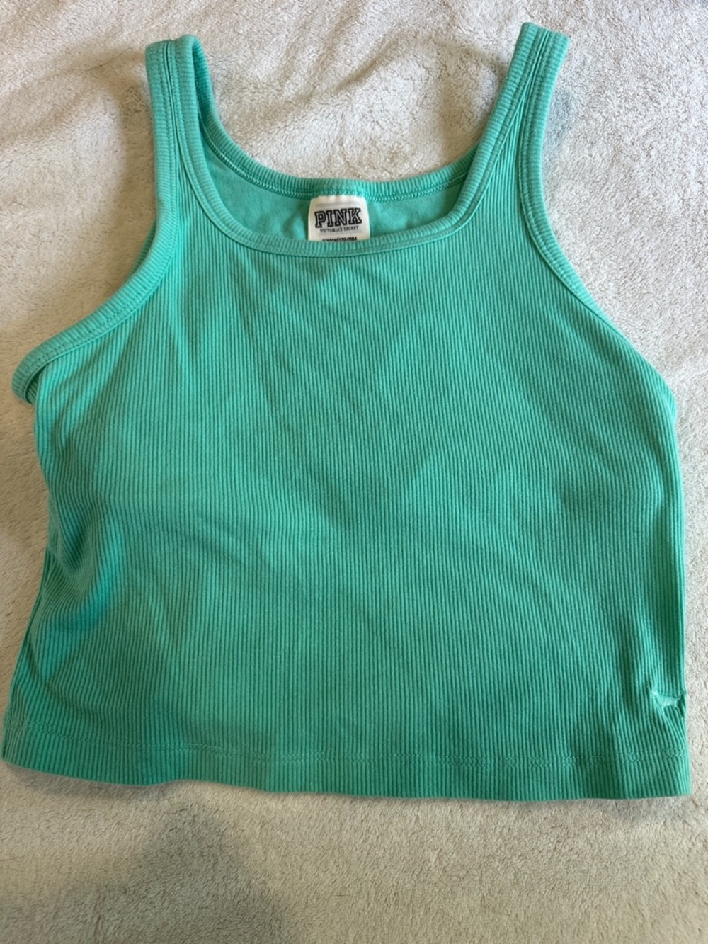 PINK Victoria's Secret Mint Ribbed Cropped Tank